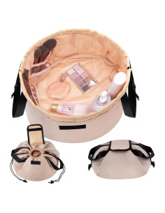 Bolsa de Maquillaje Grande Caqui con Cierre de Cordón 30x30cm