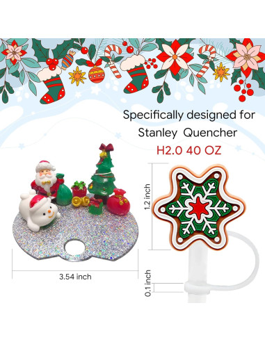 Accesorios Navidad para Stanley Cup VRHGL - Tapa y Pajita