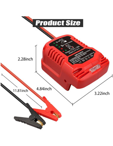 Adaptador de Arrancador de Coche ZWDXRB para Baterías Milwaukee 18V