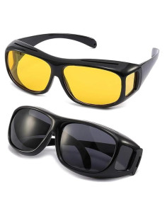 Paquete de 2 Gafas de Conducción HD UV400 Unisex - Lentes Amarillas