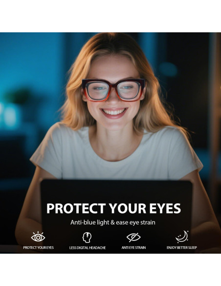 Gafas VIEWBETTER Fit Over Anti-Luz Azul para Mujeres - Marco Rosa Gradiente