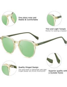 Gafas de bloqueo luz azul GLEASANNA verde, protección UV 100% 2