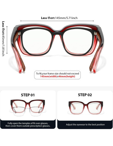 Gafas VIEWBETTER Fit Over Anti-Luz Azul para Mujeres - Marco Rosa Gradiente