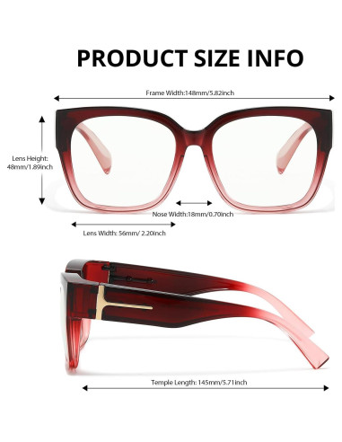 Gafas VIEWBETTER Fit Over Anti-Luz Azul para Mujeres - Marco Rosa Gradiente