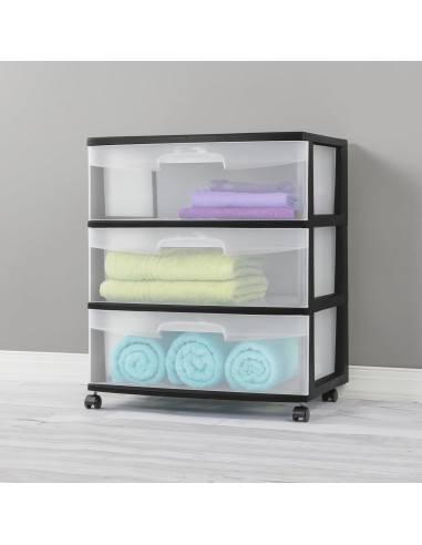 Carro de Almacenamiento Genérico 3 Cajones Plástico Negro