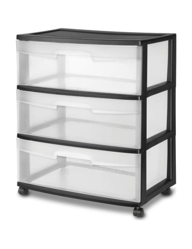 Carro de Almacenamiento Genérico 3 Cajones Plástico Negro