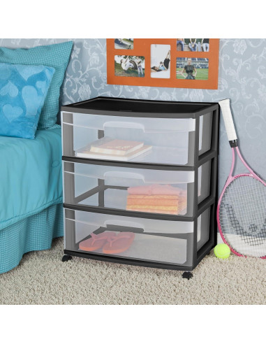 Carro de Almacenamiento Genérico 3 Cajones Plástico Negro