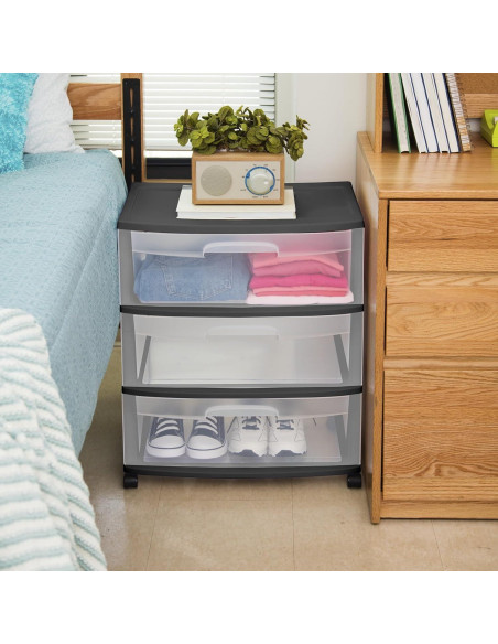 Carro de Almacenamiento Genérico 3 Cajones Plástico Negro