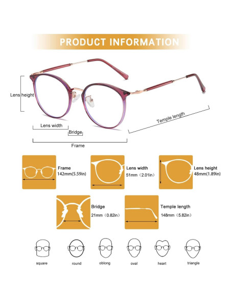 Gafas de Luz Azul DUCO Unisex Retro Redondas UV400