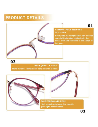 Gafas de Luz Azul DUCO Unisex Retro Redondas UV400