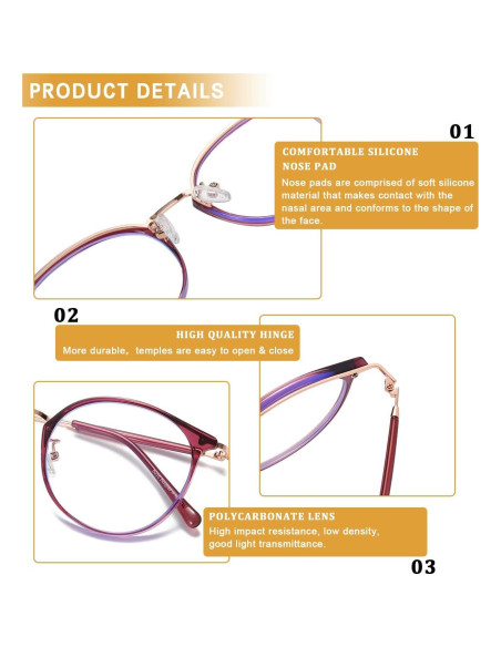 Gafas de Luz Azul DUCO Unisex Retro Redondas UV400