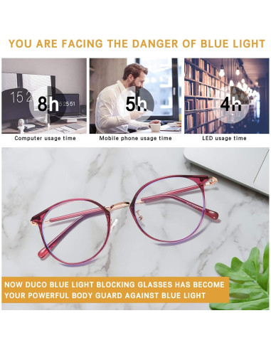 Gafas de Luz Azul DUCO Unisex Retro Redondas UV400