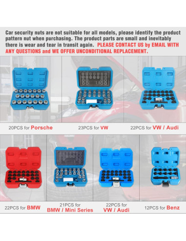 Juego de Llave de Tuercas de Rueda Antirrobo BELEY 12pcs