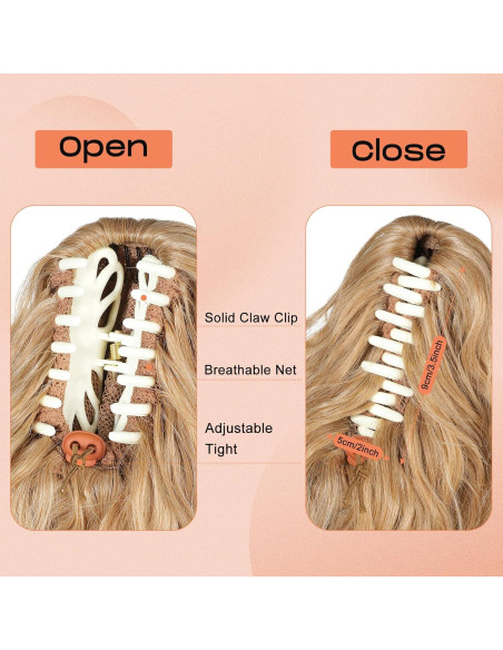 Extensión de Cola de Caballo Rizada SEIKEA 66 cm Clip Garra Negro Marrón