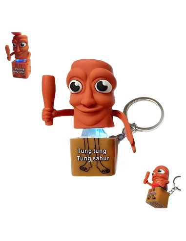 Llavero Antiestrés Tung Tung Tung Sahur con Luz LED y Sonido
