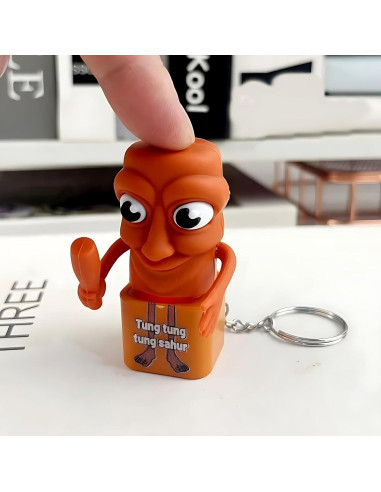Llavero Antiestrés Tung Tung Tung Sahur con Luz LED y Sonido