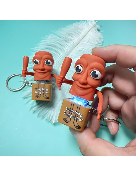 Llavero Antiestrés Tung Tung Tung Sahur con Luz LED y Sonido