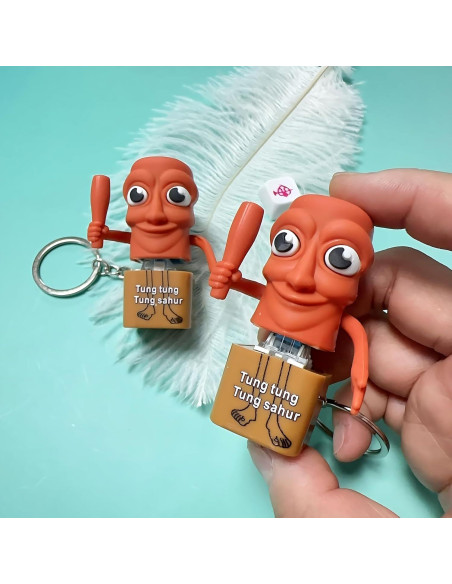 Llavero Antiestrés Tung Tung Tung Sahur con Luz LED y Sonido
