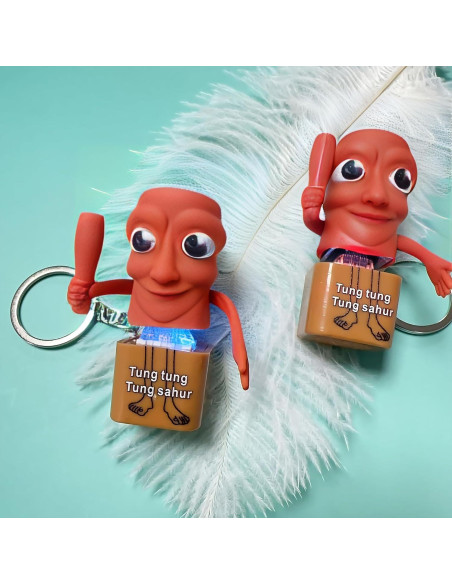 Llavero Antiestrés Tung Tung Tung Sahur con Luz LED y Sonido