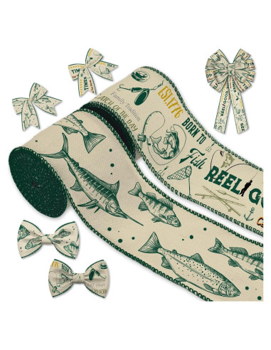 Cinta de Yute con Tema de Pesca NUVCELKA 6.35 cm x 4.57 m