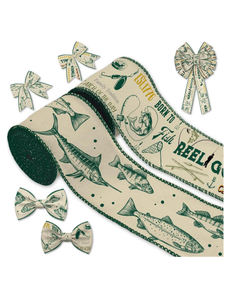 Cinta de Yute con Tema de Pesca NUVCELKA 6.35 cm x 4.57 m