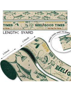 Cinta de Yute con Tema de Pesca NUVCELKA 6.35 cm x 4.57 m 2