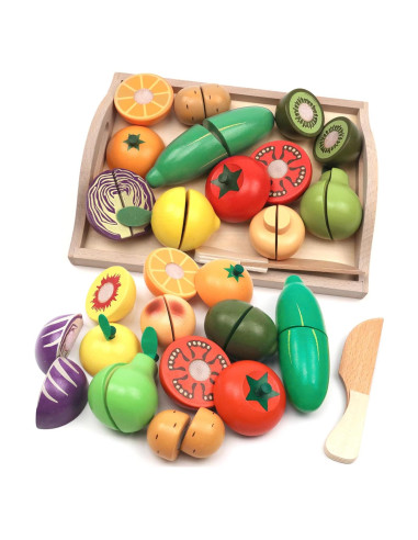 Juego de Frutas y Verduras de Madera Ouyuan - Juguete Educativo