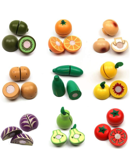 Juego de Frutas y Verduras de Madera Ouyuan - Juguete Educativo