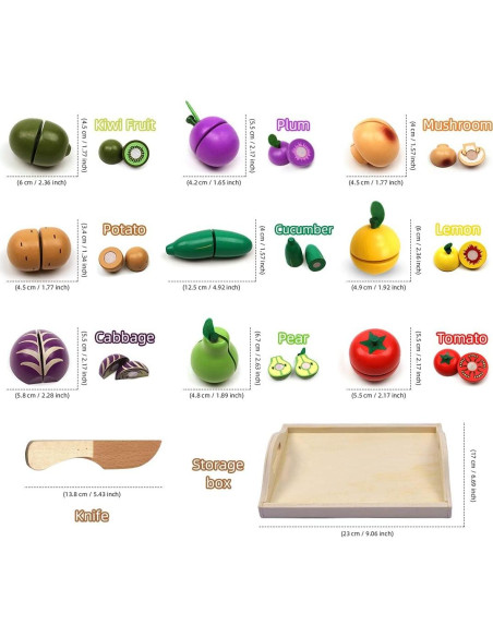 Juego de Frutas y Verduras de Madera Ouyuan - Juguete Educativo