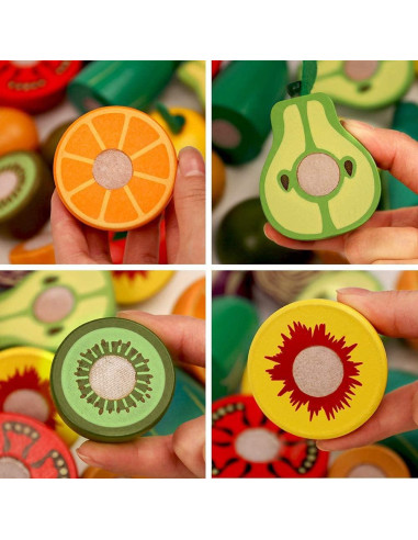 Juego de Frutas y Verduras de Madera Ouyuan - Juguete Educativo