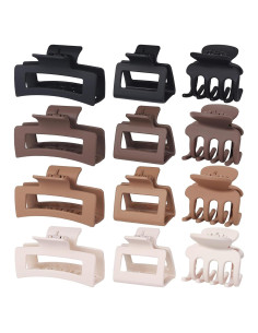 Clips de Garra para Cabello SMKSL - 12 Pcs, 3 Tamaños, Marrón y Negro