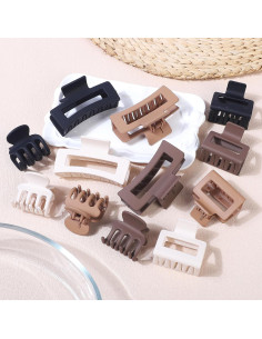 Clips de Garra para Cabello SMKSL - 12 Pcs, 3 Tamaños, Marrón y Negro 2