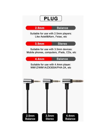 Cable Balanceado 6N OCC 1.2m 3.5mm 4.4mm MMCX Earmax