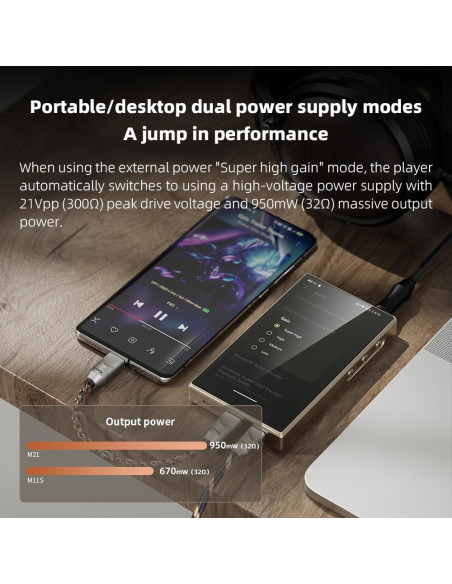 Reproductor de Música FiiO M21 Android 13 DAC Cuádruple Oro