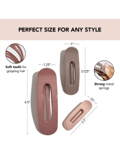 Pinzas Planas Kitsch Terracota 3pcs - Para Todo Tipo de Cabello 2