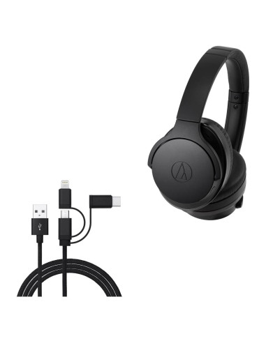 Cable BoxWave 3-en-1 Compatible Audio-Technica ATH-ANC900BT 1m