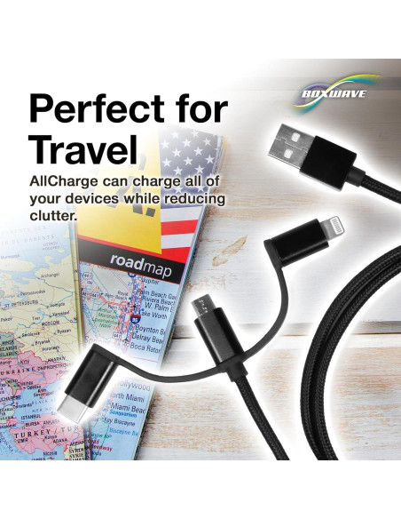 Cable BoxWave 3-en-1 Compatible Audio-Technica ATH-ANC900BT 1m