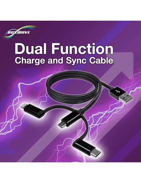 Cable BoxWave 3-en-1 Compatible Audio-Technica ATH-ANC900BT 1m