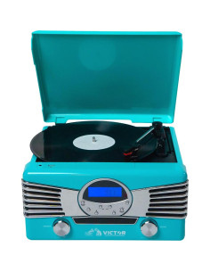 Centro Musical 7-en-1 Victor VHRP-1400 Turquesa - Tocadiscos, CD, Bluetooth 2