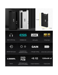 Amplificador de Auriculares y DAC TOPPING G5 Plata - Bluetooth, USB-C, AUX 2