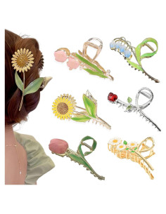 Pinzas para el cabello REALHUNLEE 6 Piezas Flores Antideslizantes