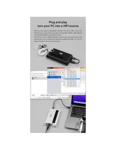 Amplificador de Auriculares y DAC TOPPING G5 Plata - Bluetooth, USB-C, AUX