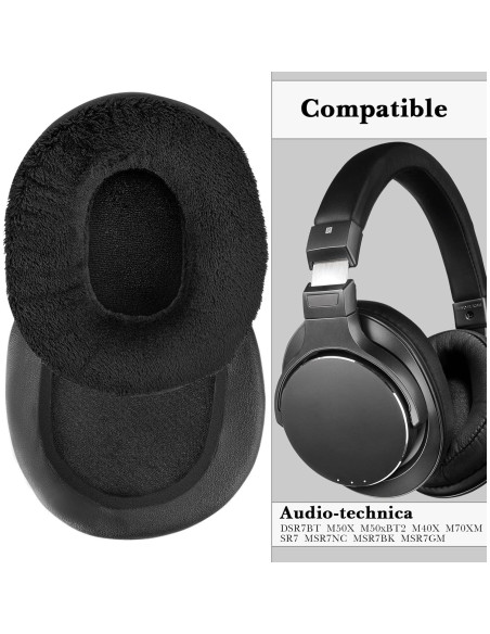 Almohadillas de Reemplazo Linkidea para Auriculares Audio-Technica M50X/M40X/M70X - Extra Gruesas Negro