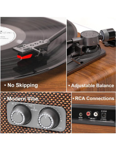 Reproductor de Vinilo Bluetooth TANLANIN TE-2018LW-TA 3 Velocidades 2