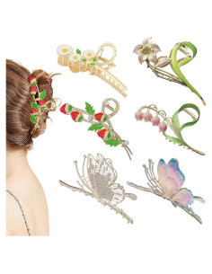 6 Clips de Garra de Metal para Cabello Grueso Baolian