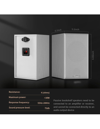 Altavoces Pasivos de Estantería Elimavi BT-10 30W Blanco