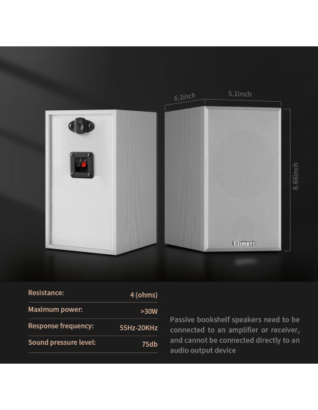 Altavoces Pasivos de Estantería Elimavi BT-10 30W Blanco