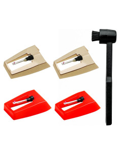 Kit de 4 Agujas para Tocadiscos + Cepillo de Limpieza
