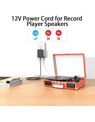 Adaptador de Alimentación 12V 2A para Tocadiscos Crosley y Audio-Technica