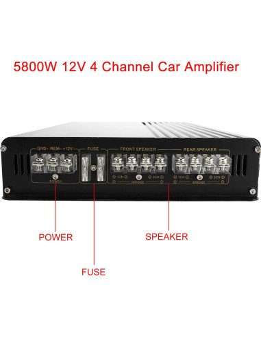 Amplificador de Coche YaeCCC 5800W 4 Canales 12V Estéreo